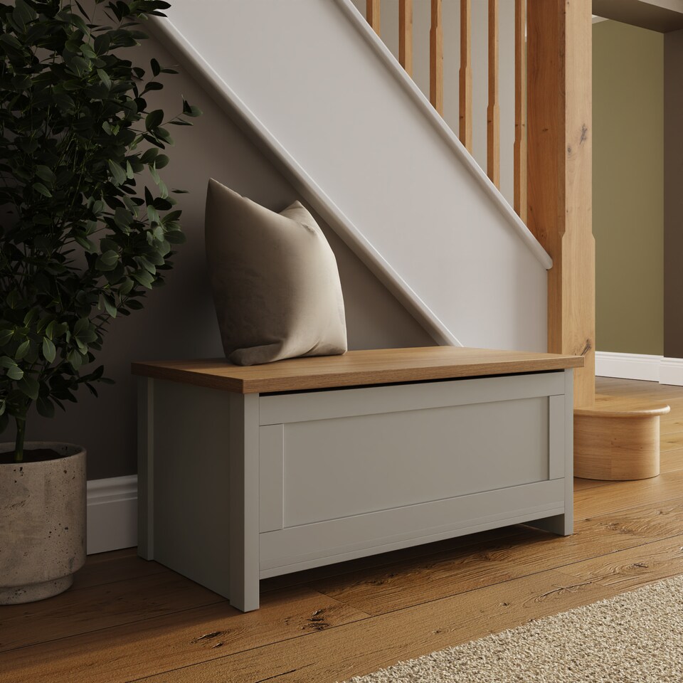 image 1 of Lancaster Ottoman Storage Box | Grey | Grey