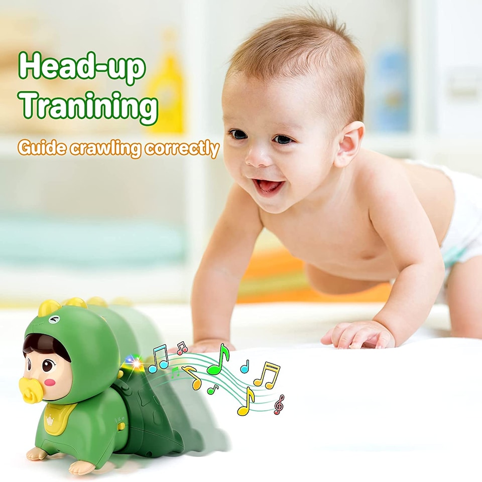 image 1 of Interactive Crawling Baby Doll Toy with Music & Lights (GREEN)