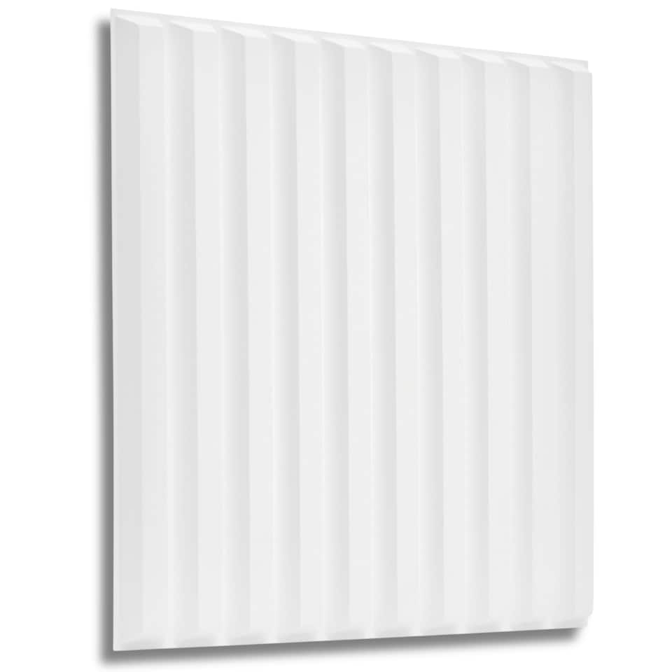image 1 of NOVECRAFTO Fluted Line 3D Wall Panels – 6 Sheets 1.5 sqm (16.15 sqft) – Decorative Matte PVC Panels 50x50cm – Modern Fluted Design White