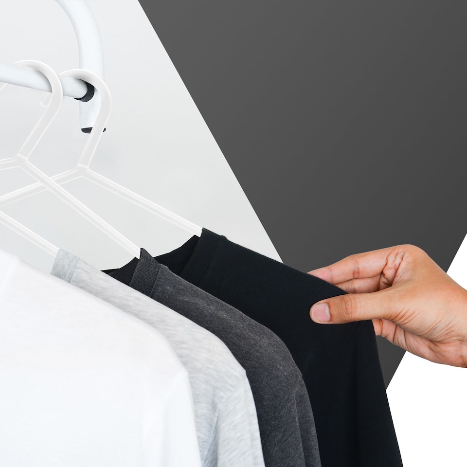 image 1 of Keplin Adult Plastic Coat Hangers Strong Slim Space Saving with Trouser Bar and Hooks