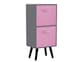 image 1 of Grey 2-Tier 2-Drawer Cube Shelving Unit with Scandinavian Legs | Pink | Light Pink & Black | 1