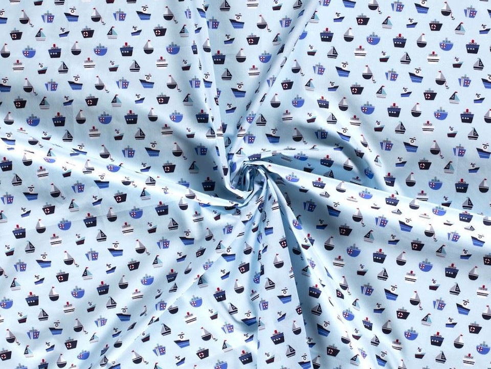 Blue 100% Cotton Poplin Fabric for Dressmaking, Quilting, 150cm / 59" Wide - per metre