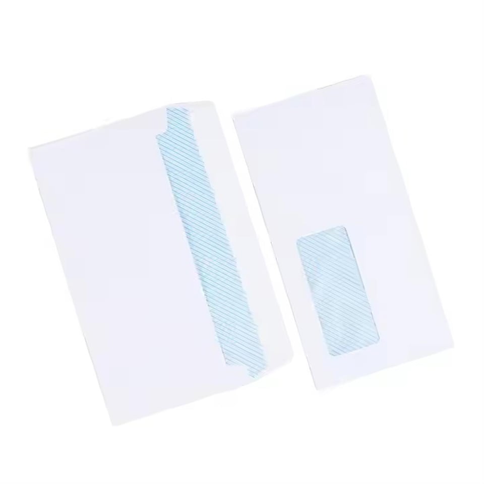 image 1 of Pack of 25 80gsm White Paper Window Self-adhesive Mailing Envelopes 11 x 22cm