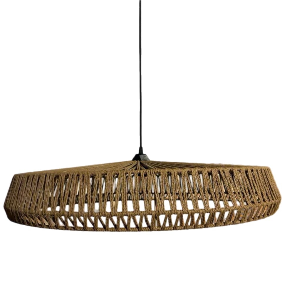 image 1 of CGC 70 cm Extra-Large Natural String Woven Round Easy-Fit Lampshade | Brown | Natural | 70 cm