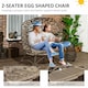 image 4 of Outsunny 2 Seater Egg Chair Outdoor with Cushion, Cup Pockets - Khaki