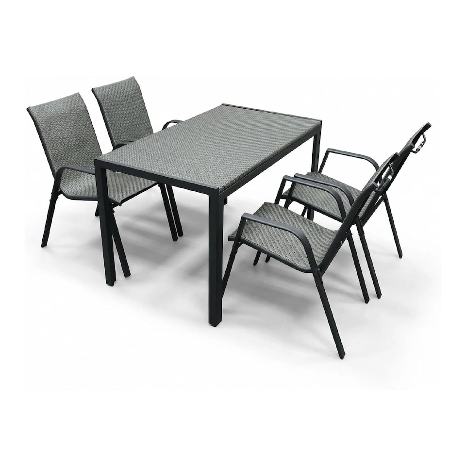 image 1 of Alivio 5 Piece Outdoor Patio Dining Table Set, Modern Metal Garden Furniture with 4 Chairs for Backyard, Terrace & Balcony