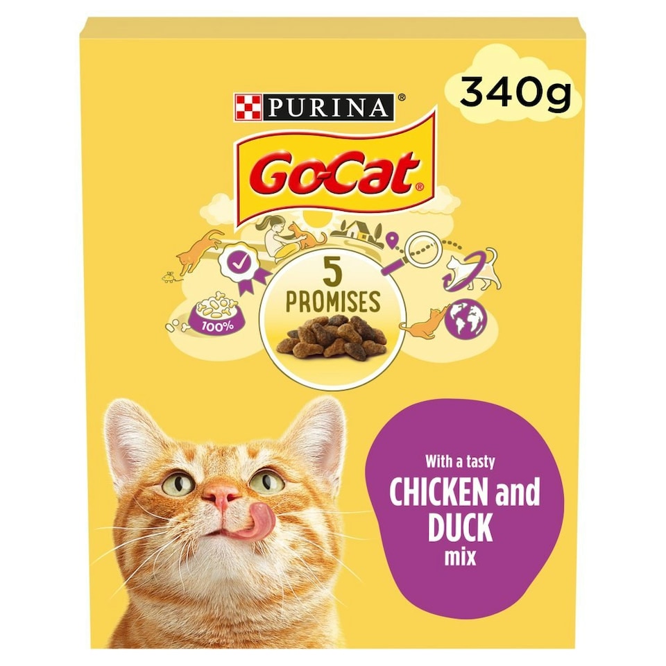 image 1 of Go-Cat with a Tasty Chicken and Duck Mix 1+ Years 340g (Pack of 6)
