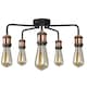 image 3 of Clark Matt Black and Copper 5 Light Semi Flush Ceiling Light