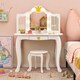 image 3 of COSTWAY Kids Vanity Princess Vanity Table & Chair Set White