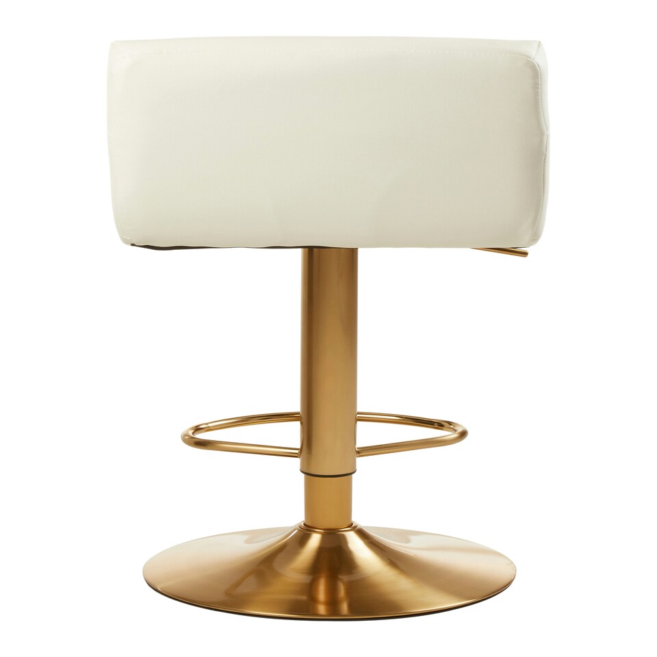 image 1 of Interiors by Premier Height Adjustable White Seat Bar Stool, Comfort And Stable Counter Stool, Elegant Contemporary Bar Stool