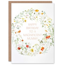 Simple Delicate Elegant Floral Circle Mummy Birthday Card