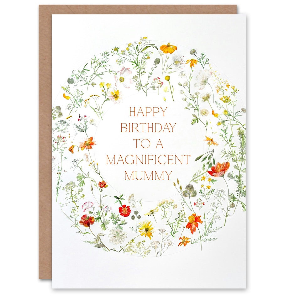 image 1 of Simple Delicate Elegant Floral Circle Mummy Birthday Card