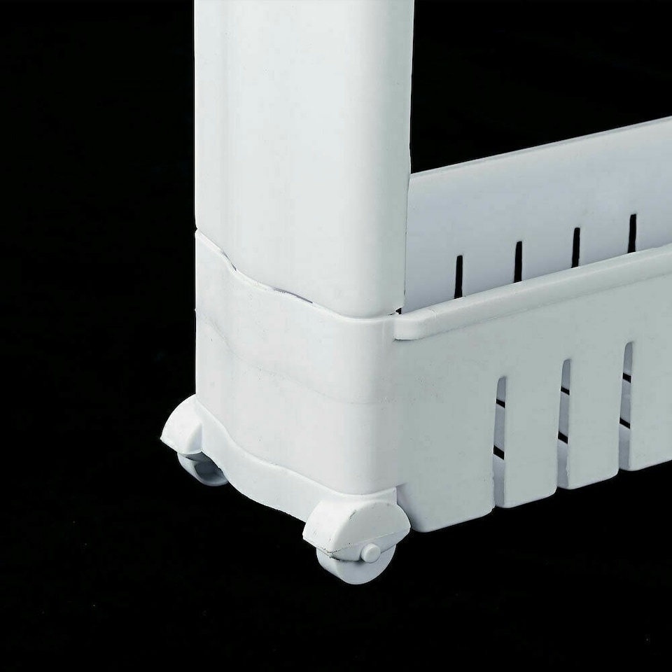 image 1 of 5 Tier Slim Slide Out Kitchen Trolley Storage Shelf & Organizer Rack White | White