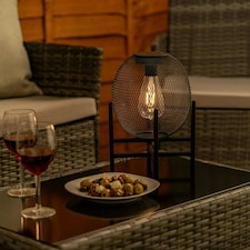 ValueLights Mesh Globe Outdoor Solar Wall Lantern Black