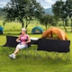 image 2 of Outsunny 6 Seat Camping Bench Folding Portable Outdoor with Cooler Bag Black