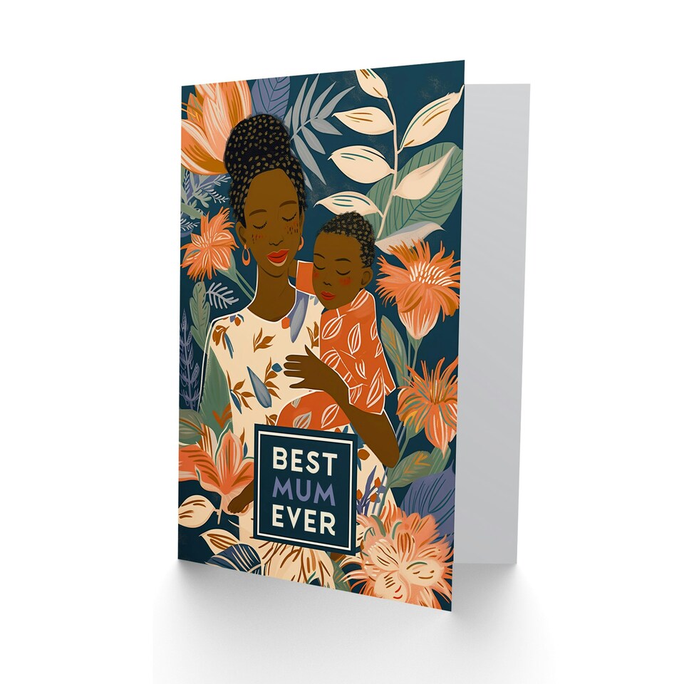 image 1 of Mothers Day Card Afro Caribbean Woman Best Mum Ever