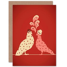 Stylised Pigeons Bowler Hat Stars Art Card