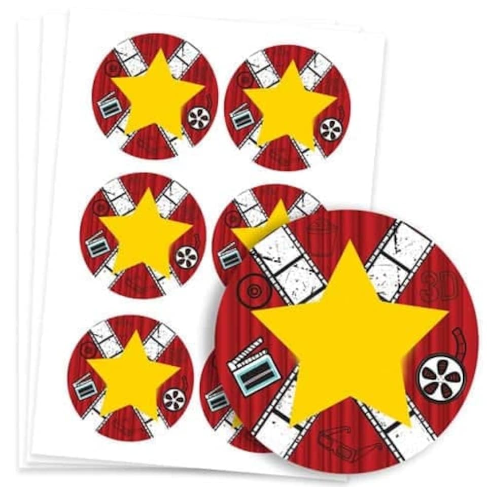 image 1 of Hollywood Design Round Stickers 88mm - Sheet of 6