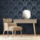 image 5 of Sienna Damask Navy Wallpaper Blue