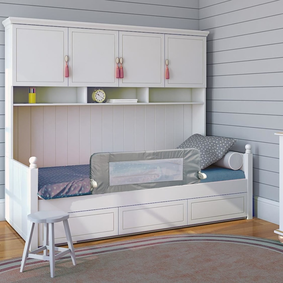 image 1 of Safetots Bed Rail, Grey 100cm Wide x 40cm Tall, Toddler Bed Guard for Safety