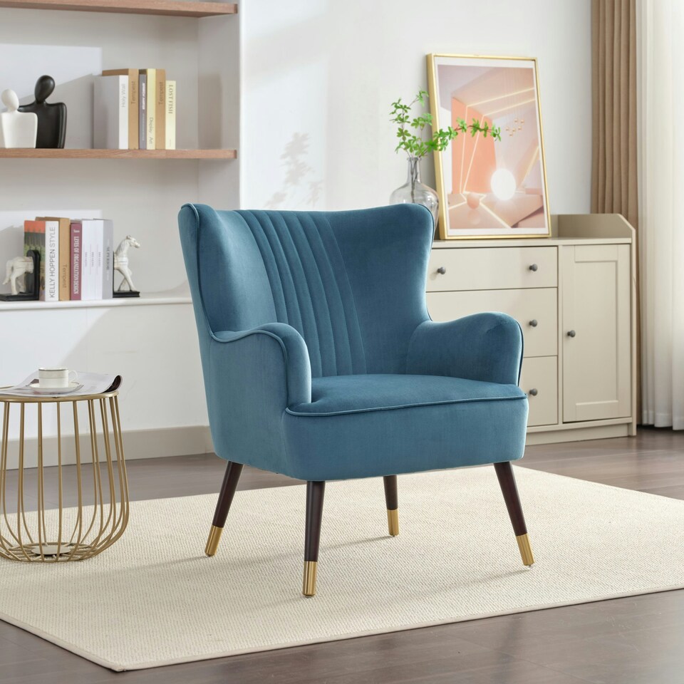 image 1 of Madison Velvet Fabric Accent Chair - Teal