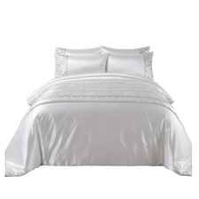 Shimmer Duvet Cover Set Luxury Bedding with Elegant Metallic Finish | White | Double