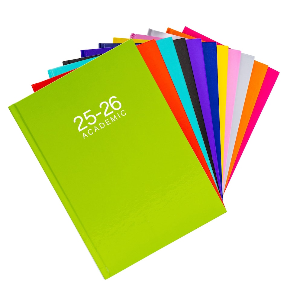image 1 of 2026 2027 Academic Diary A5 Week to View - Mid Year Student Planner August 2026 to July 2027 - Hardback School College Organiser with Ribbon Bookmark (Lime) | Green | Lime