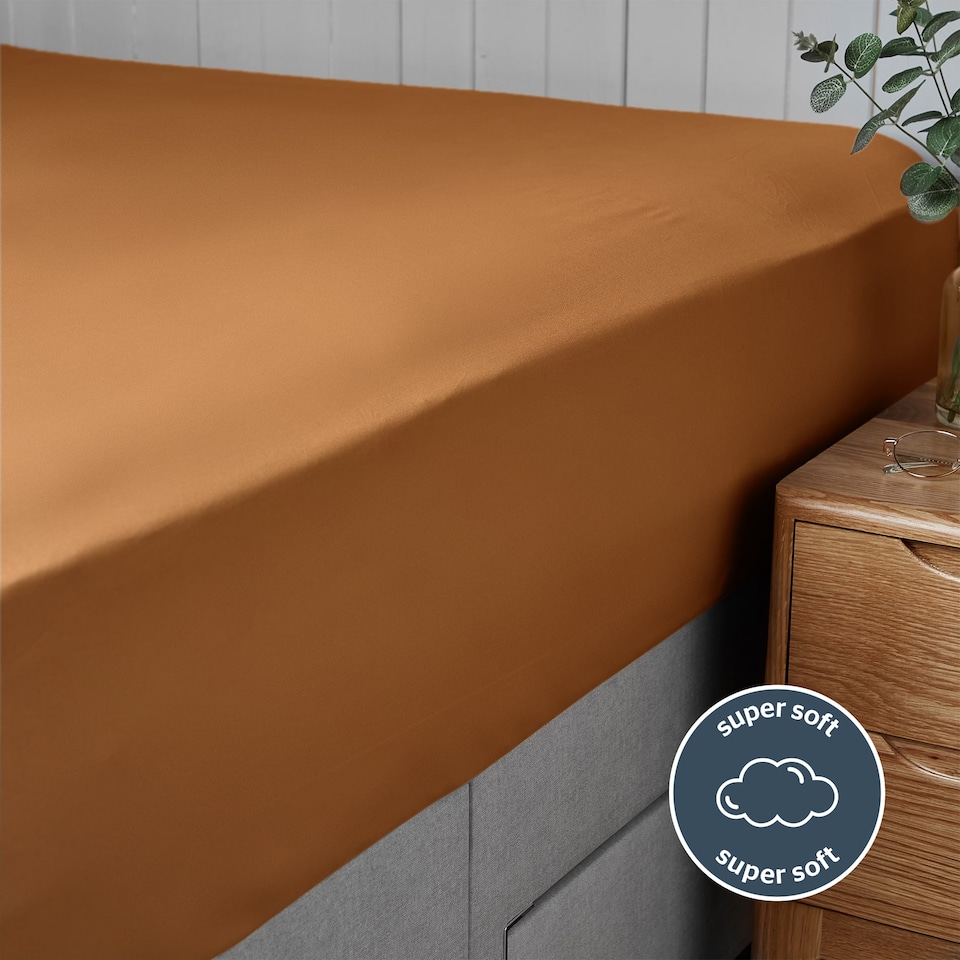 image 1 of Silentnight Supersoft Fitted Sheet and Pillowcase Set, Terracotta