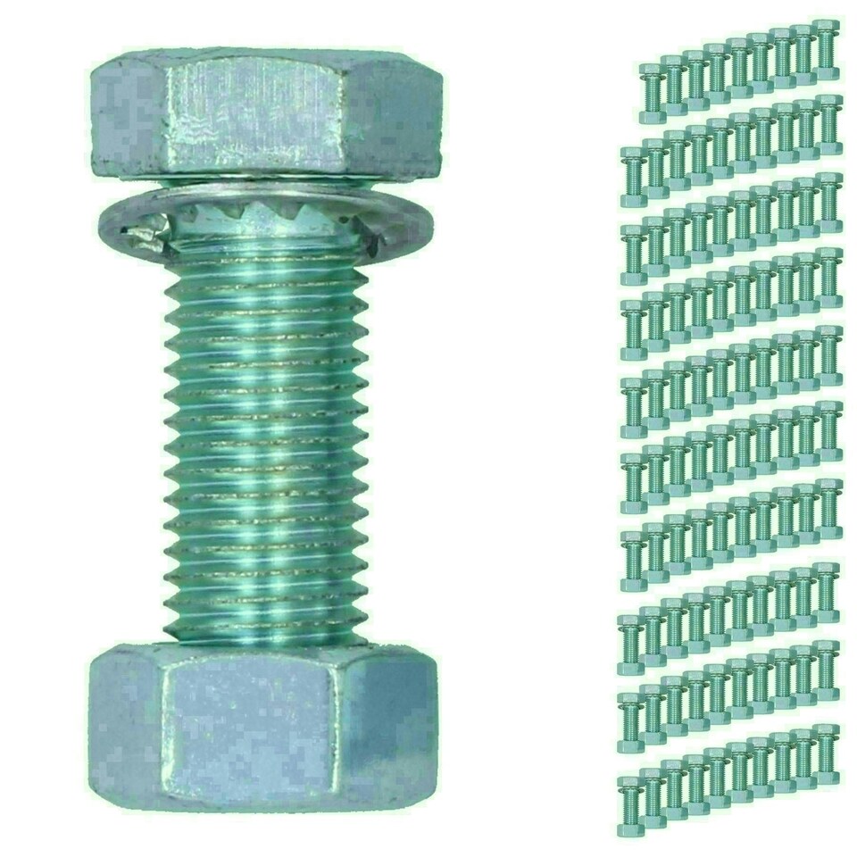 image 1 of M16 (16mm) x 45mm High Tensile Tow Bar Ball Fixing Bolts Washers + Nuts 100 Pack