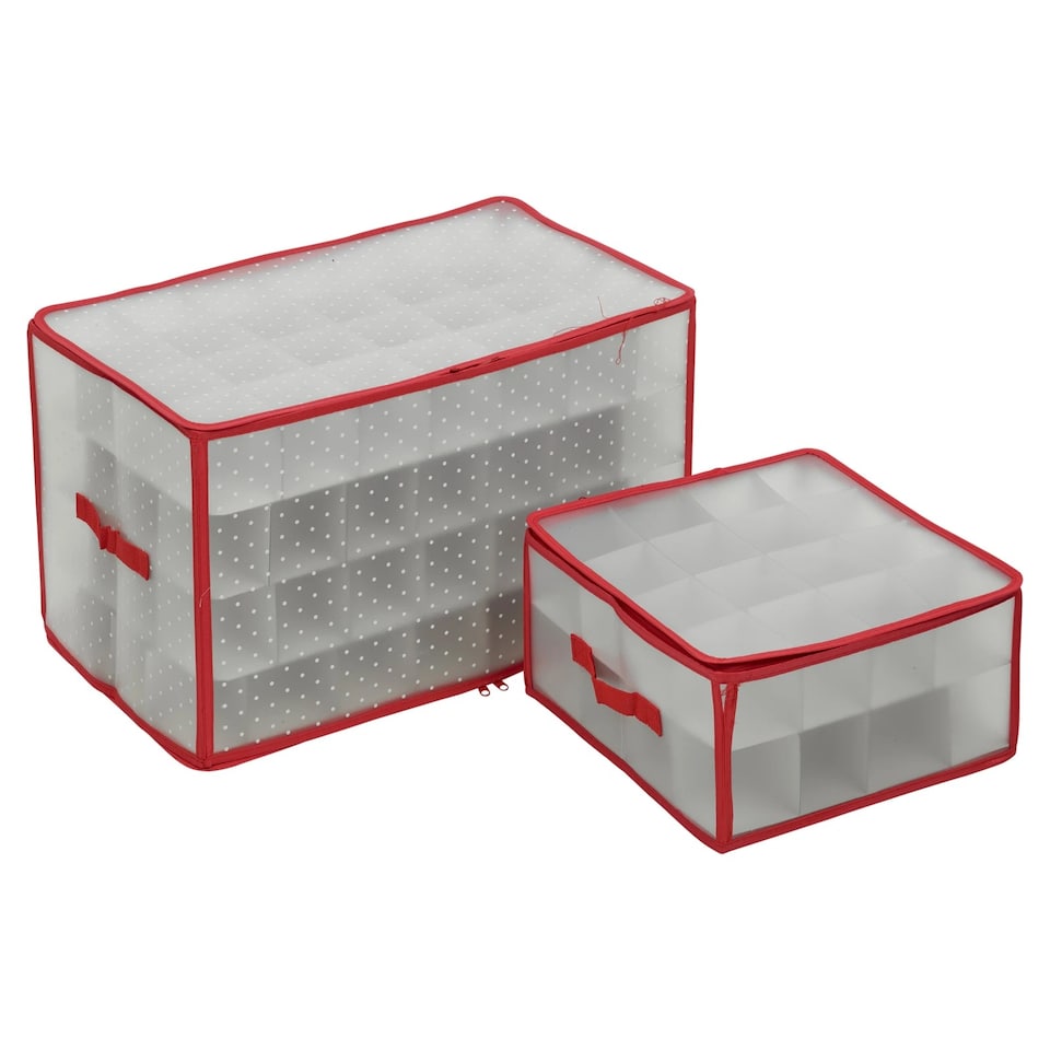 image 1 of Christmas Tree Decorations Storage Baubles Ball Case Bag Holder Organiser with Zip | Multi | Red & White | 32 Baubles