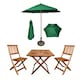 image 2 of Outdoor 2 Person Folding Square Wooden Garden Patio Dining Table Chairs Parasol and Base Set