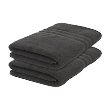Nicola Spring Cotton Bath Towels - 135cm x 70cm - Charcoal - Pack of 2