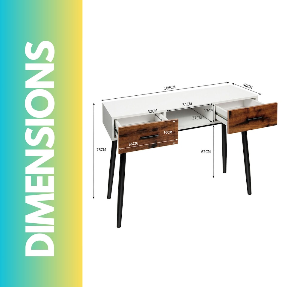 image 1 of 2 Drawer Console Accent Hallway Table Black Black
