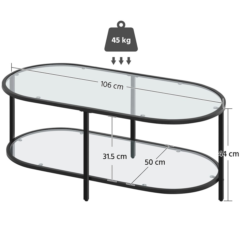 image 1 of Yaheetech Tempered Glass Oval Coffee Table