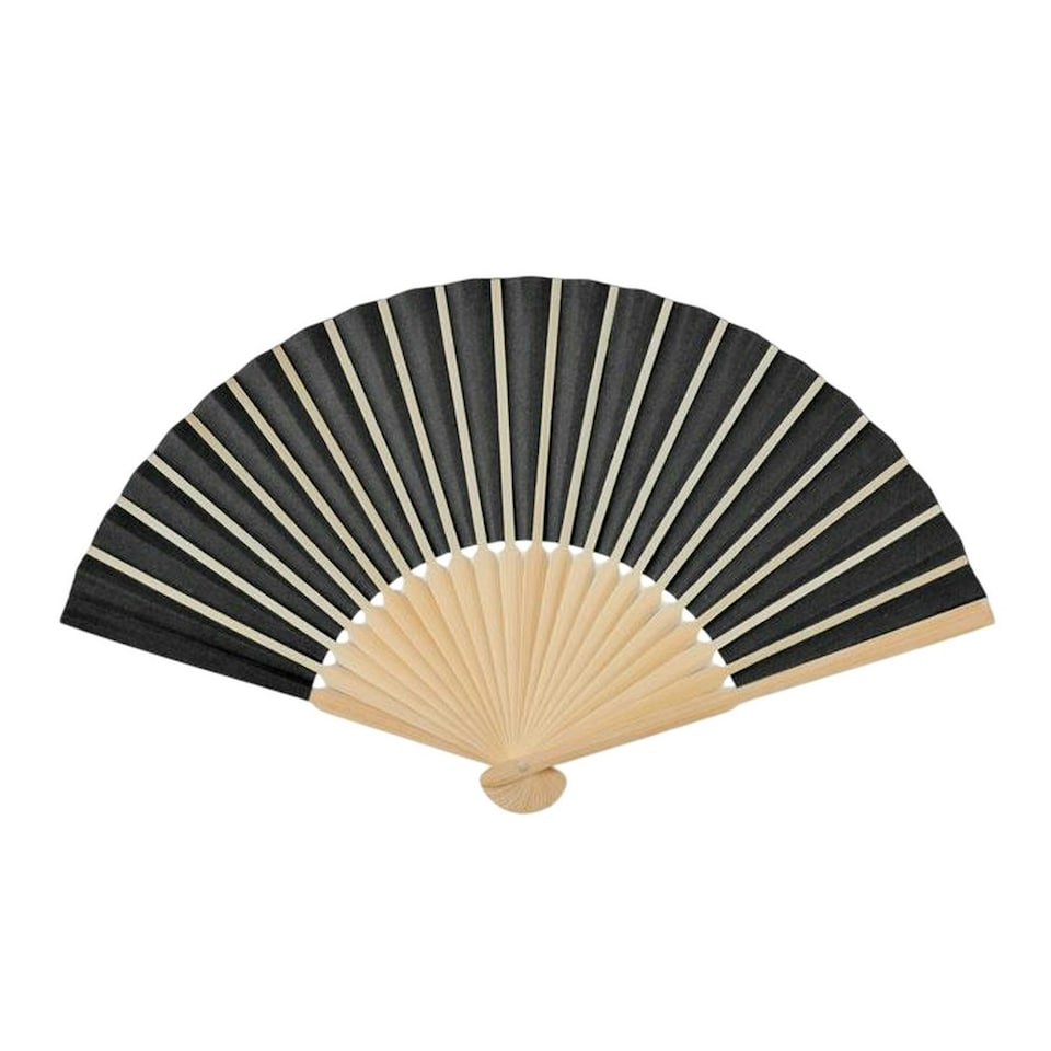 image 1 of MidOcean Fanny Bamboo Handheld Fan - Black - One Size