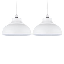 Set of 2 Domed - Cream Easy Fit Metal Pendant Shades | White | Large | 2