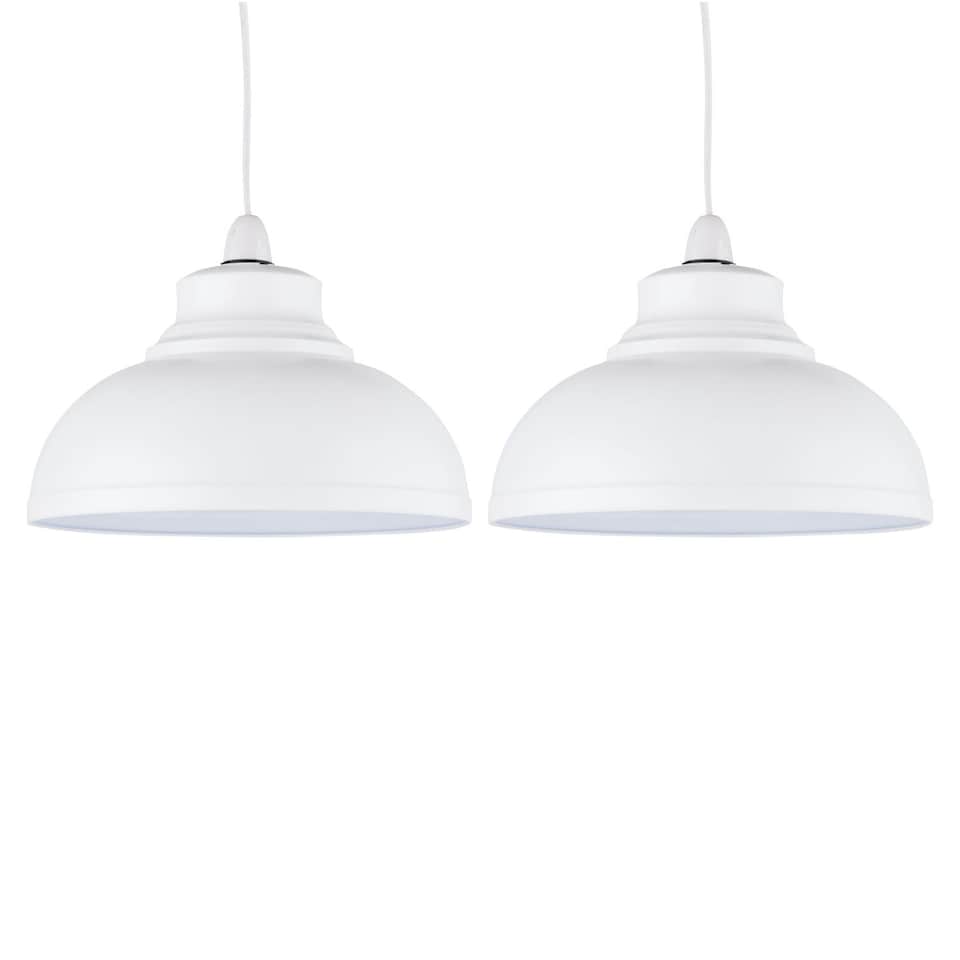 image 1 of Set of 2 Domed - Cream Easy Fit Metal Pendant Shades | White | Large | 2