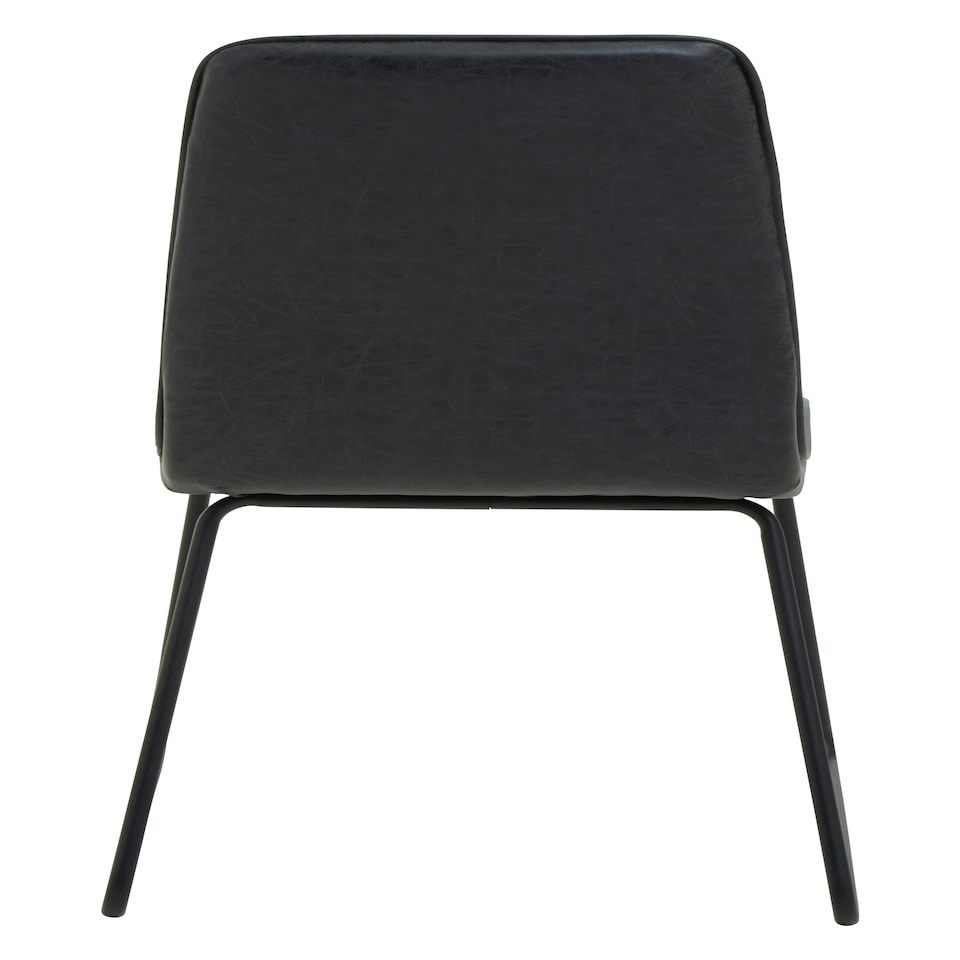 image 1 of Interiors by Premier Foundry Black Leather Effect Chair, Easy to Clean Outdoor Chair, Body Supportive High Back Accent Chair