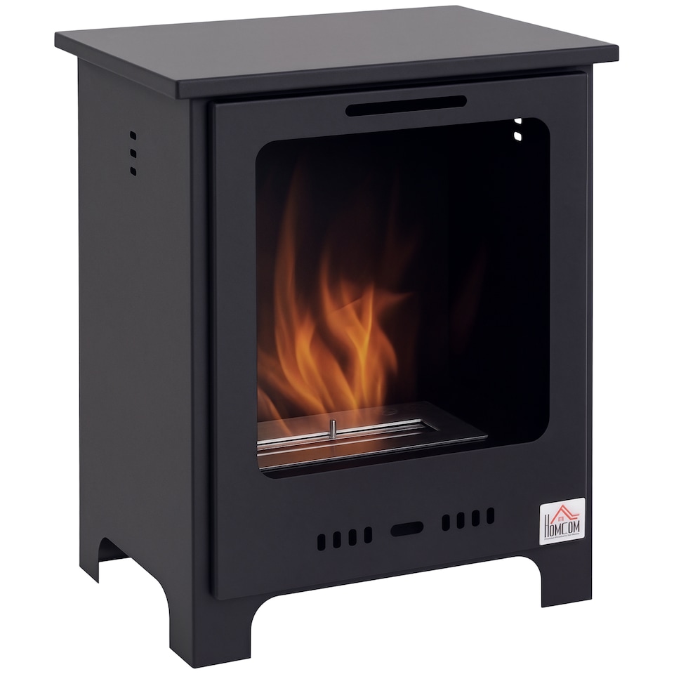 image 1 of HOMCOM Free Standing Bio Ethanol Fireplace Heater with 0.9L Tank for Home Black