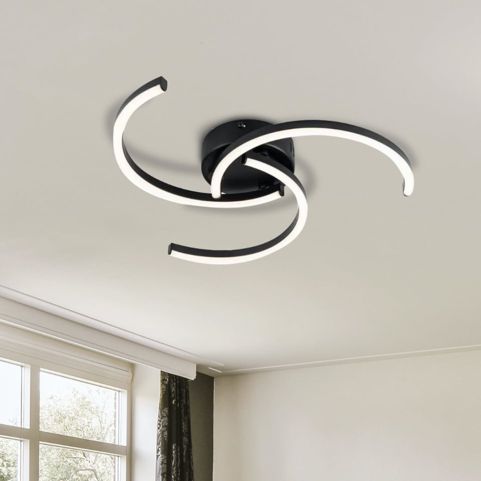 image 1 of Curve - Black LED Flush Ceiling Light | Black | 1