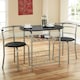 image 3 of Greenhurst 2-Seater Space-Saving Dining Set – Black Table & Silver Frame Chairs for Compact Areas Black | Silver