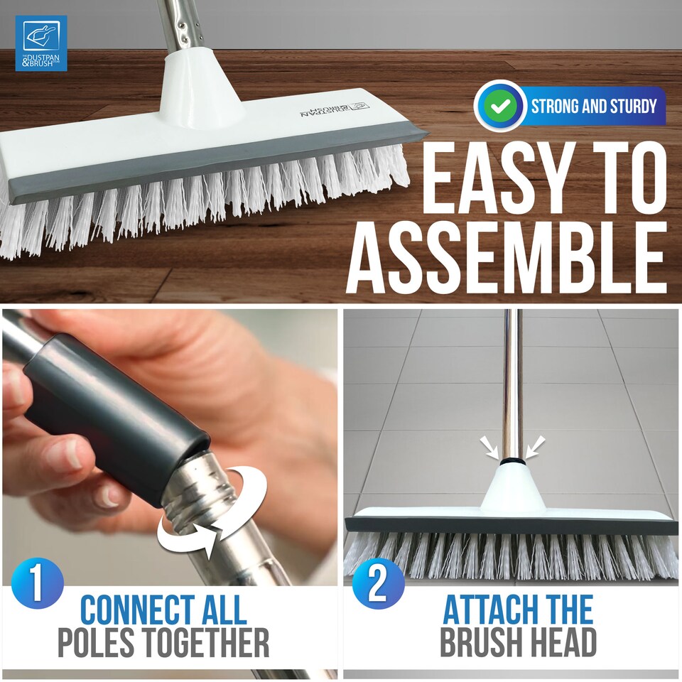 image 1 of Floor Squeegee Brush Long Handled for Indoor or Outdoor Tile and Wood Surfaces