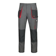 ArtMas Grey Red Work Trousers for Men Durable Design with Knee Pad Pockets Reinforced Seams and Multi Functional Pockets Size UK40
