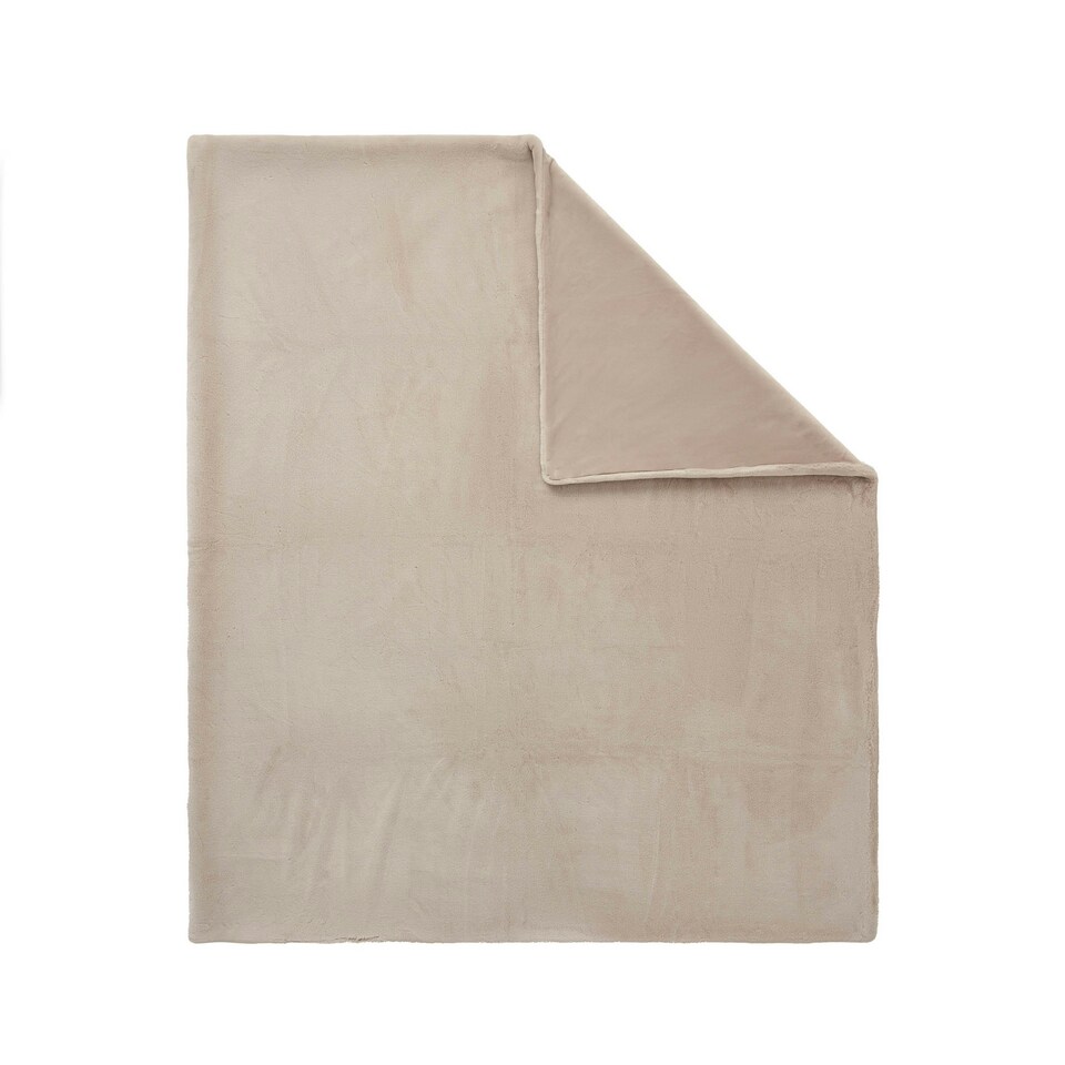 image 1 of BHS Plain Faux Fur Throw, Beige