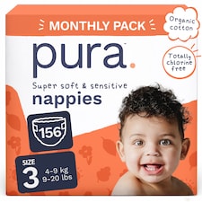 Pura Soft & Sensitive Nappies Size 3, 156ct