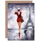 image 1 of Lady in Red Fashion Travel Paris Eiffel Tower Greeting Card