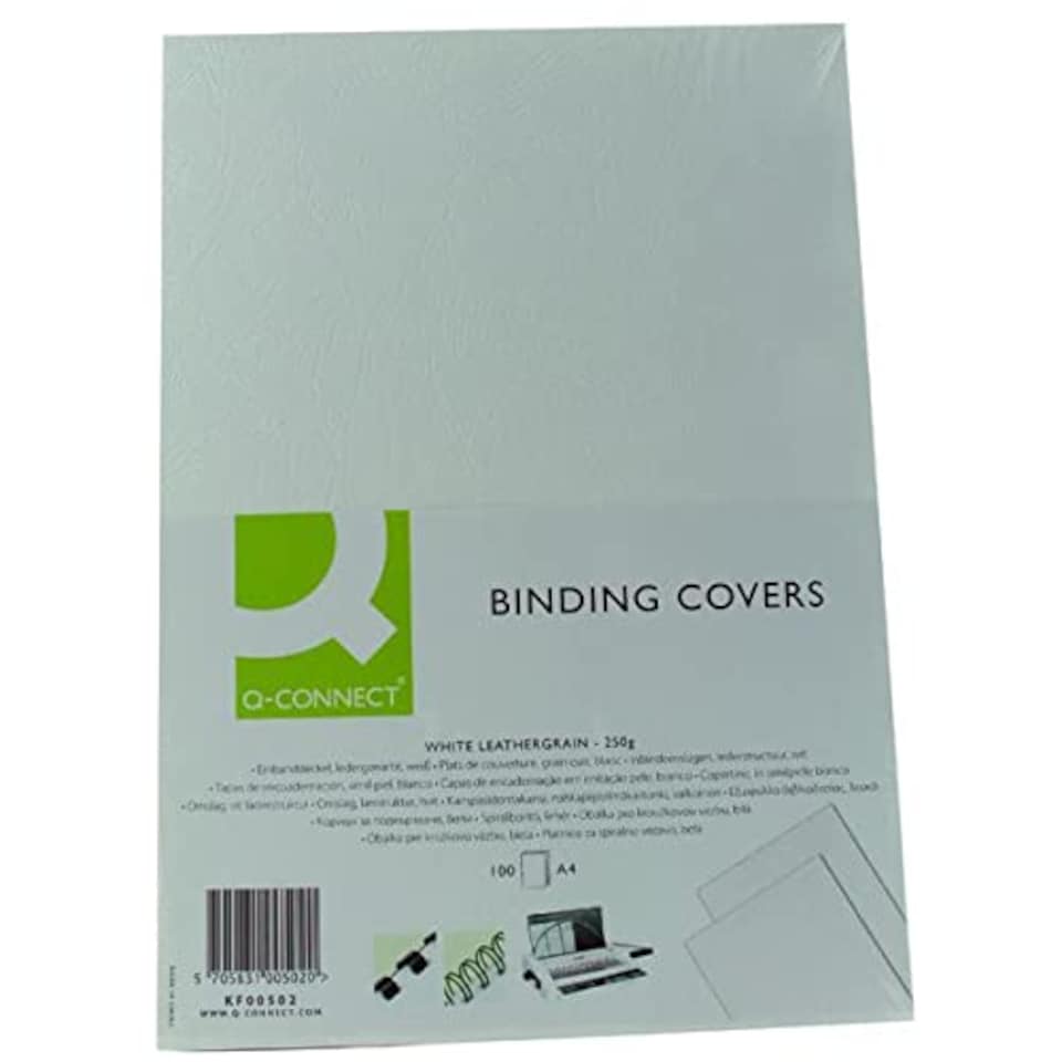 image 1 of Pack of 100 A4 White Leathergrain Comb Binder Cover