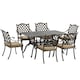 image 1 of Outsunny 7-PC Cast Aluminum Patio Dining Set with Umbrella Hole