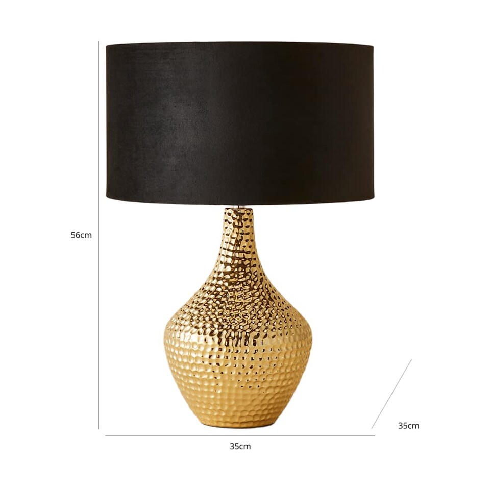 image 1 of ValueLights Bailey Gold Table Lamp Black Velvet Shade and Bulb