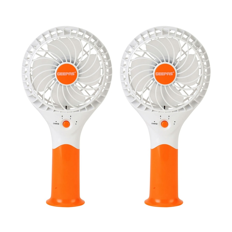 GEEPAS Rechargeable Mini Fan Pack of 2 | Orang